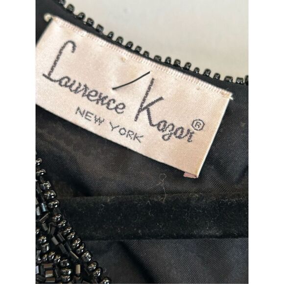 Lawrence Kazar Vintage Beaded Silk Lined Evening Dress Womens Black Size Small - Picture 8 of 10